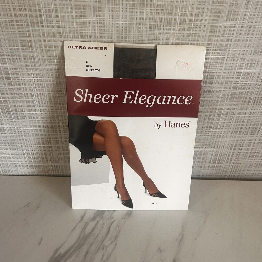 Vintage Hanes Sheer Elegance Pantyhose Ultra Sheer E Onyx Black‎ 2004 BxF